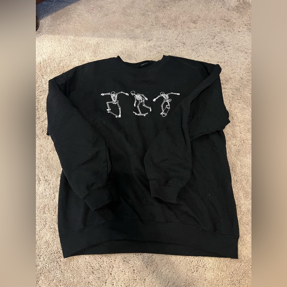 Black Skeleton Skating Sweatshirt